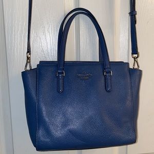 KATE SPADE NEW YORK SATCHEL CROSS BODY BLUE LEATHER HANDBAG